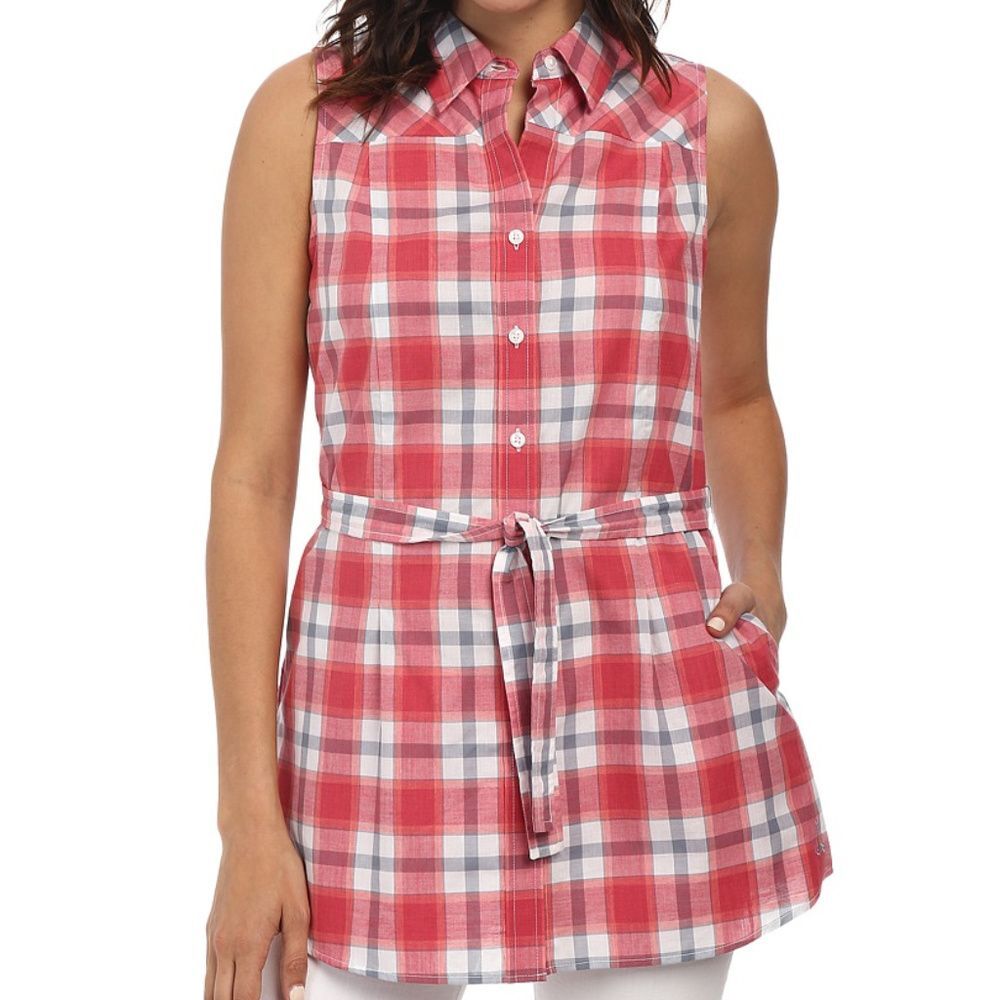 Women's Pendleton Cherry Pink Plaid Sleeveless To… - image 1